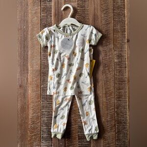 Milkberry Kids Pajama Set - Cream with Green and Orange Accents